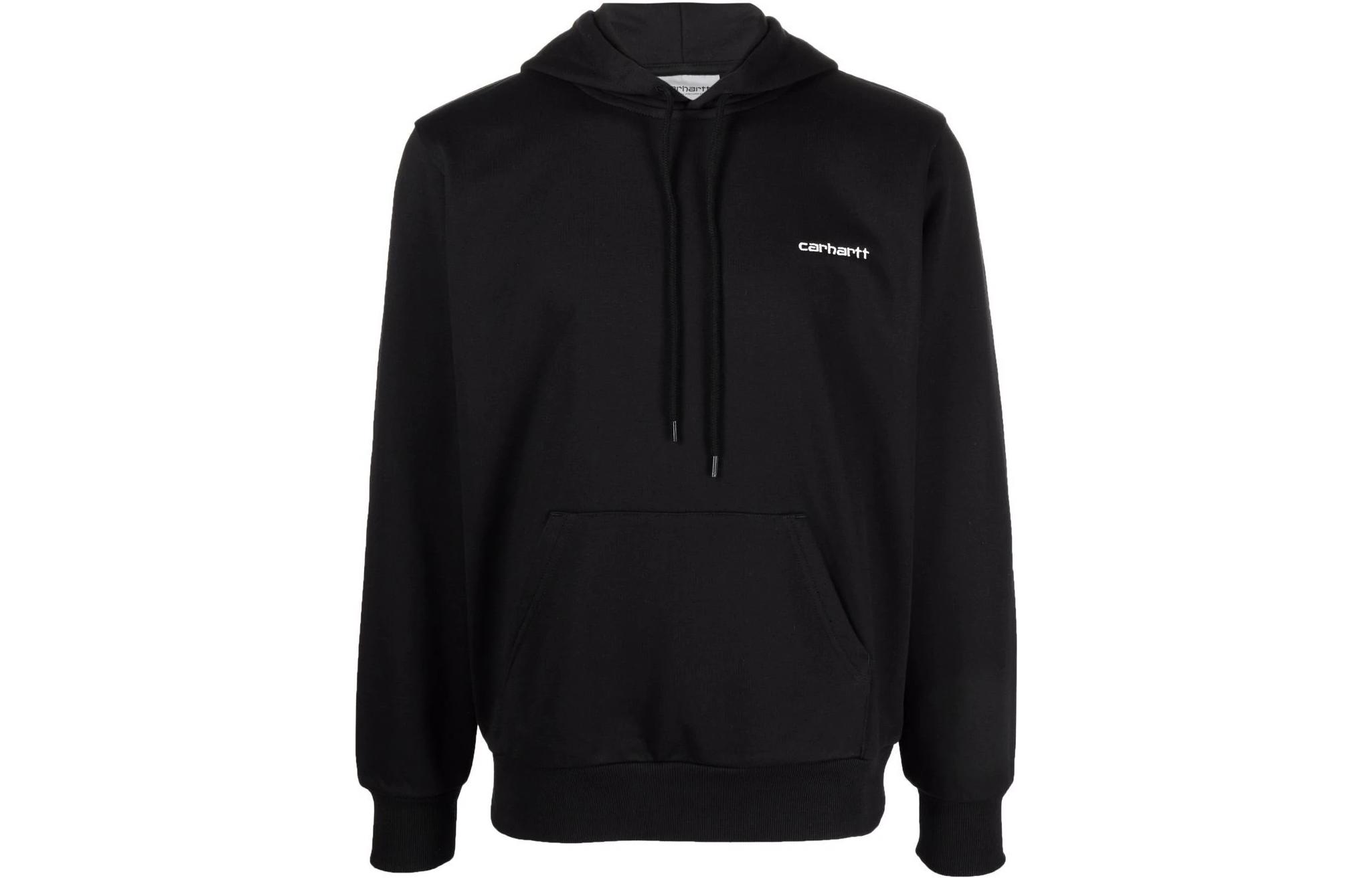 Carhartt WIP FW22 Black Plain Logo Embroidered Hoodie for Men I02893703XXBLACK