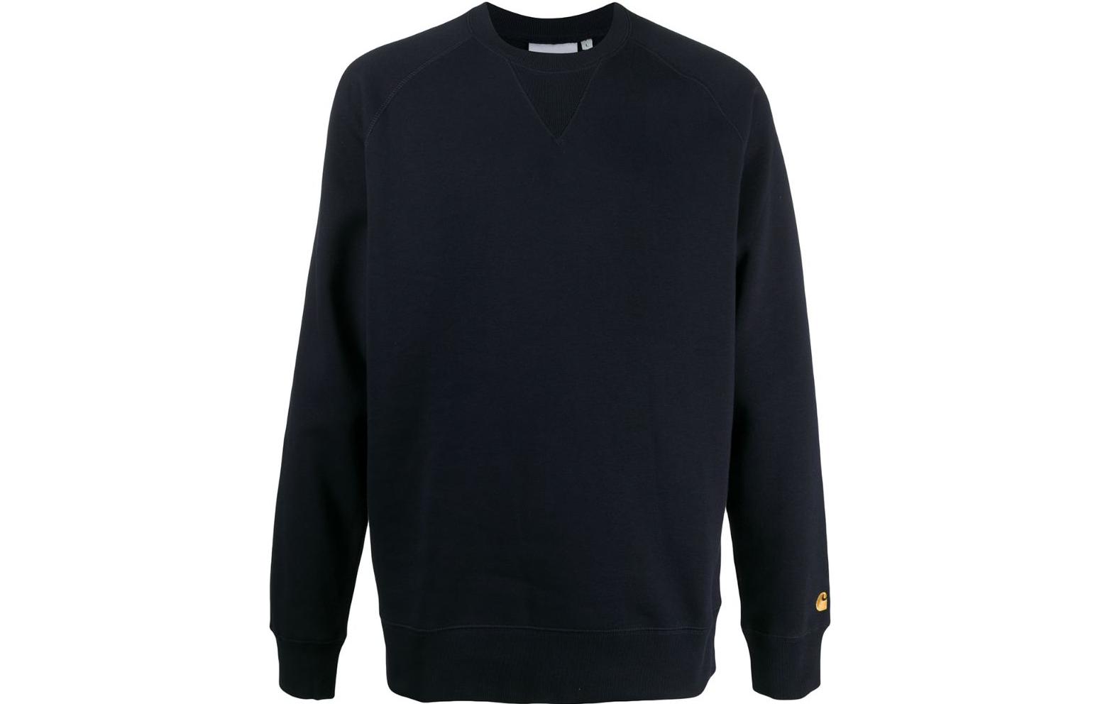 Carhartt WIP FW22 Black Solid Crewneck Pullover Sweatshirt Long Sleeve I026383DARK