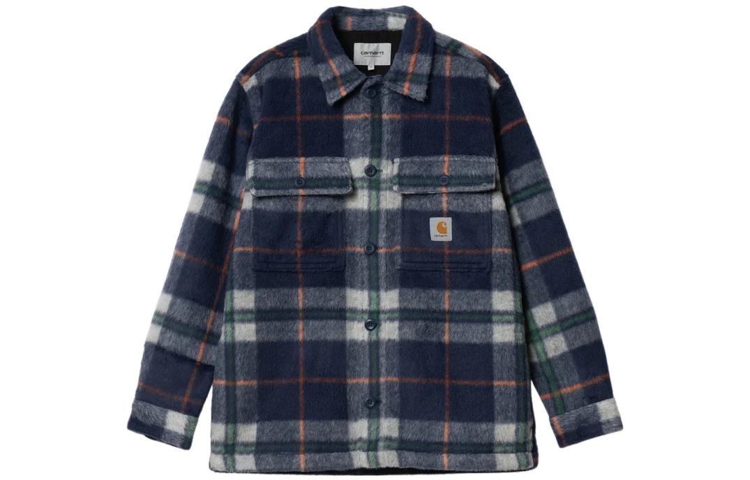 Carhartt WIP FW22 Blue Plaid Shirt Jacket with Dual Chest Pockets I030790-18U-XX