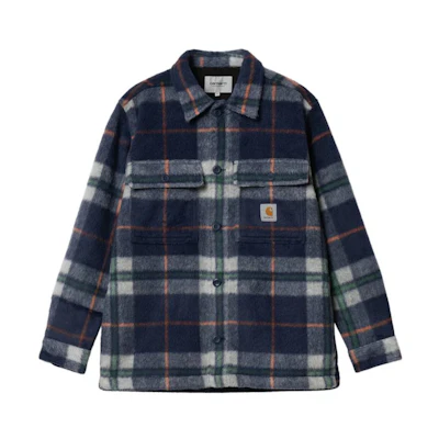 Carhartt WIP FW22 Blue Plaid Shirt Jacket with Dual Chest Pockets I030790-18U-XX