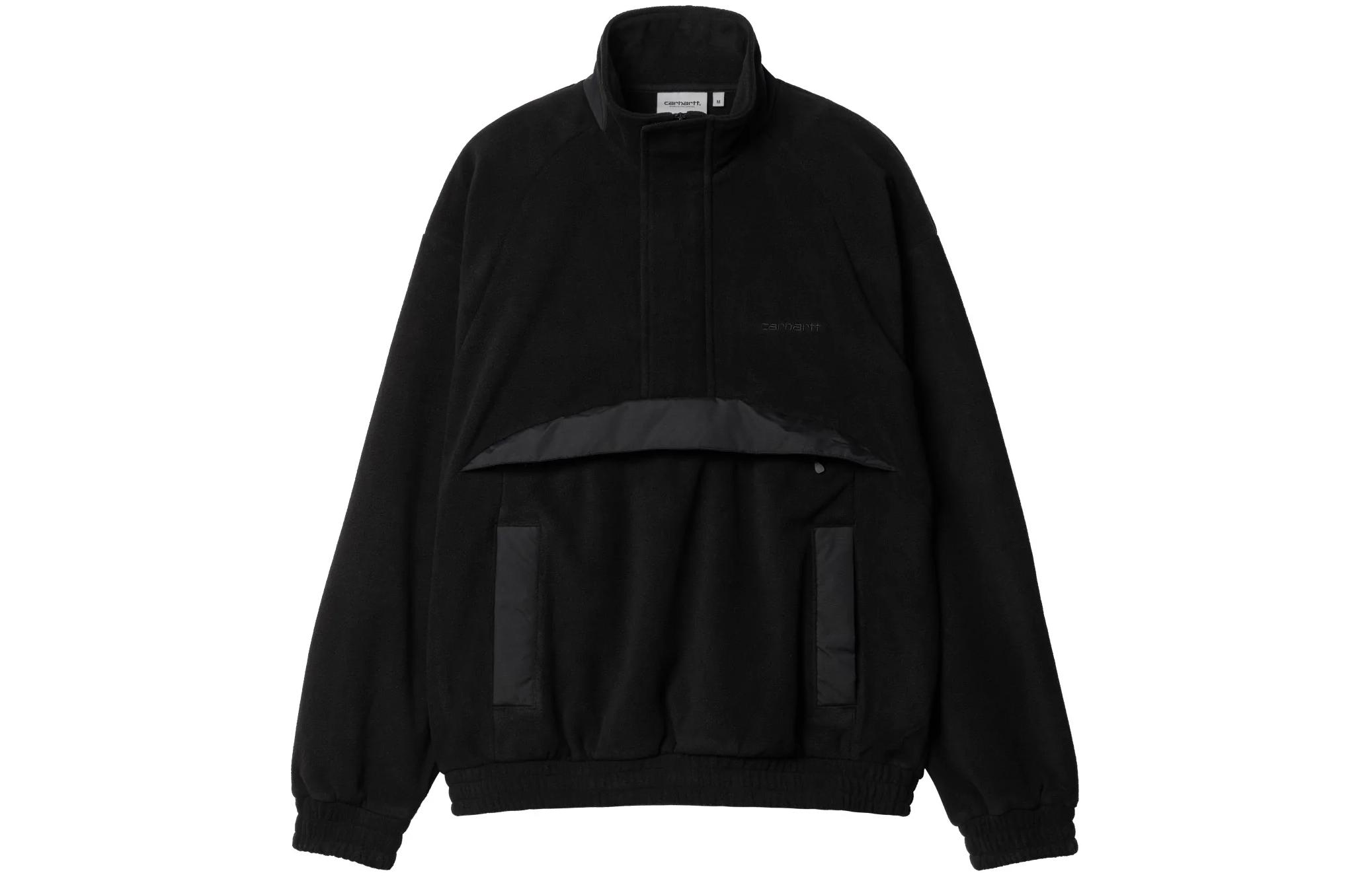Carhartt WIP FW22 Brody Black Half-Zip Sweatshirt with Embroidered Logo I030926-89-XX