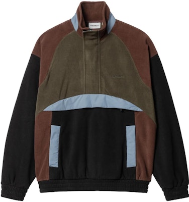 Carhartt WIP FW22 Brody Half-Zip Pullover Sweatshirt Hitam/Coklat Pria. I030926-15B-XX Order Carhartt WIP FW22 Brody Half-Zip Pullover Sweatshirt Hitam/Coklat Pria. I030926-15B-XX