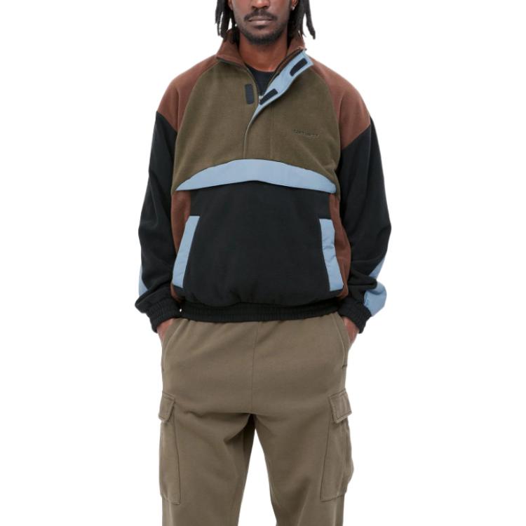 Purchase Carhartt WIP FW22 Brody Half-Zip Pullover Sweatshirt Hitam/Coklat Pria. I030926-15B-XX