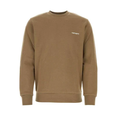 Carhartt WIP FW22 Brown Crewneck Pullover Sweatshirt with Logo Print (Men) I031242-1GM-XX