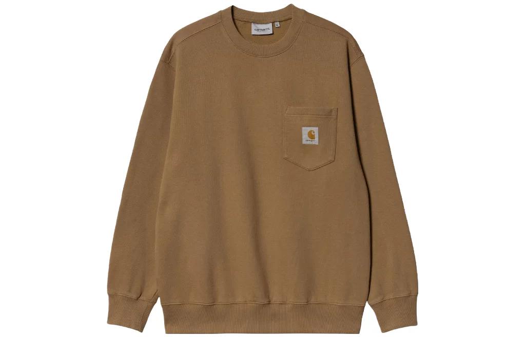 Carhartt WIP FW22 Brown Crewneck Sweatshirt with Logo Patch for Men I030903-0W0-67