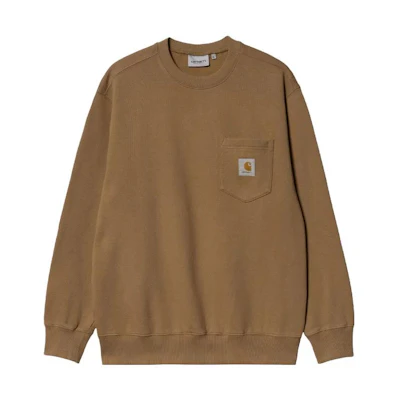 Carhartt WIP FW22 Brown Crewneck Sweatshirt with Logo Patch for Men I030903-0W0-67
