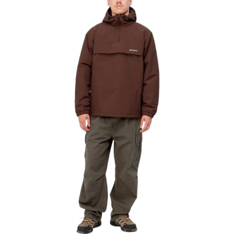 Shop Carhartt WIP FW22 Jaket Waterproof Half-Zip Logo Coklat Pullover I030820-12D-XX