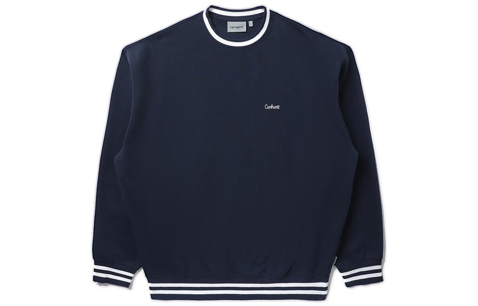 Carhartt WIP FW22 Colorblock Logo Embroidered Pullover Sweatshirt Blue Mens CHXSWA222049J-BLX