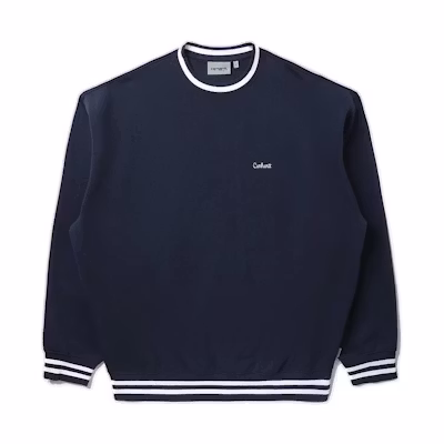 Carhartt WIP FW22 Colorblock Logo Embroidered Pullover Sweatshirt Blue Mens CHXSWA222049J-BLX