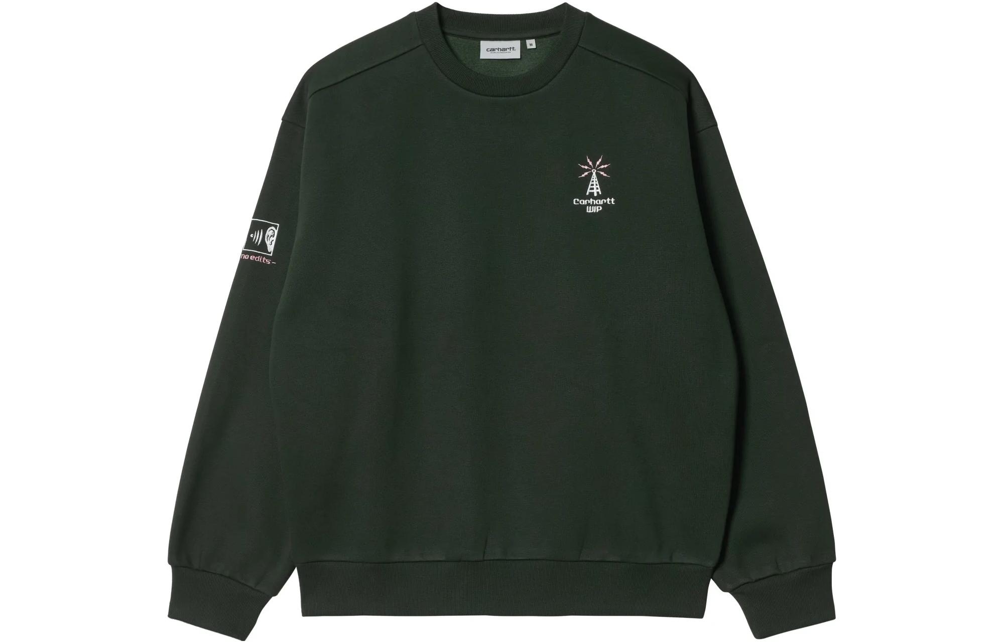 Carhartt WIP FW22 Connect Sweatshirt Dark Cedar Green Crewneck Embroidered Logo I031020-0WE-XX