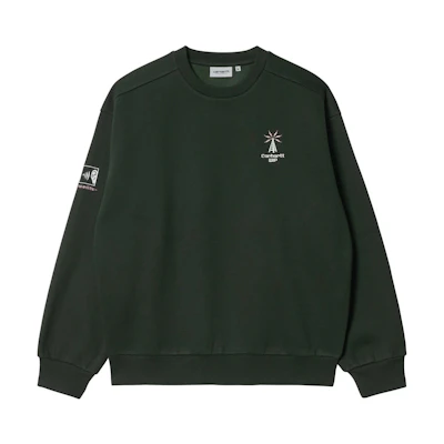 Carhartt WIP FW22 Connect Sweatshirt Dark Cedar Green Crewneck Embroidered Logo I031020-0WE-XX