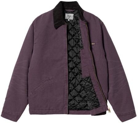 Carhartt WIP FW22 Jaket Detroit Ungu Kolar Corduroy Logo Gaya Vintage Kasual. I027358-0ZD-3K Shop Carhartt WIP FW22 Jaket Detroit Ungu Kolar Corduroy Logo Gaya Vintage Kasual. I027358-0ZD-3K