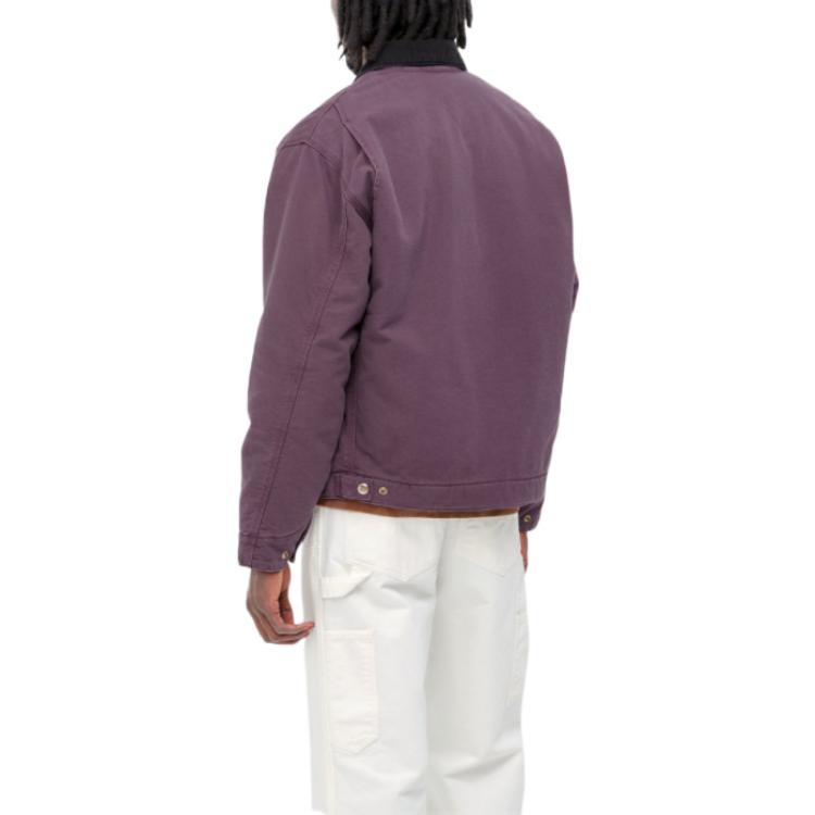 Details for Carhartt WIP FW22 Jaket Detroit Ungu Kolar Corduroy Logo Gaya Vintage Kasual. I027358-0ZD-3K