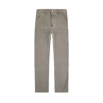 Carhartt WIP FW22 Double Knee Pants Grey Straight-Leg Denim Work Pants. I029196-89-FH