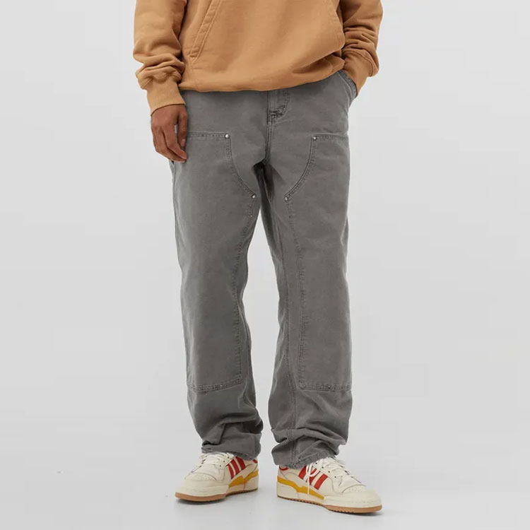 Shop Carhartt WIP FW22 灰色雙層膝直筒牛仔工裝褲 I029196-89-FH