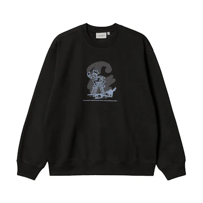 Carhartt WIP FW22 Graphic Print Crewneck Pullover Sweatshirt Black ()。 I031015-16Z-XX