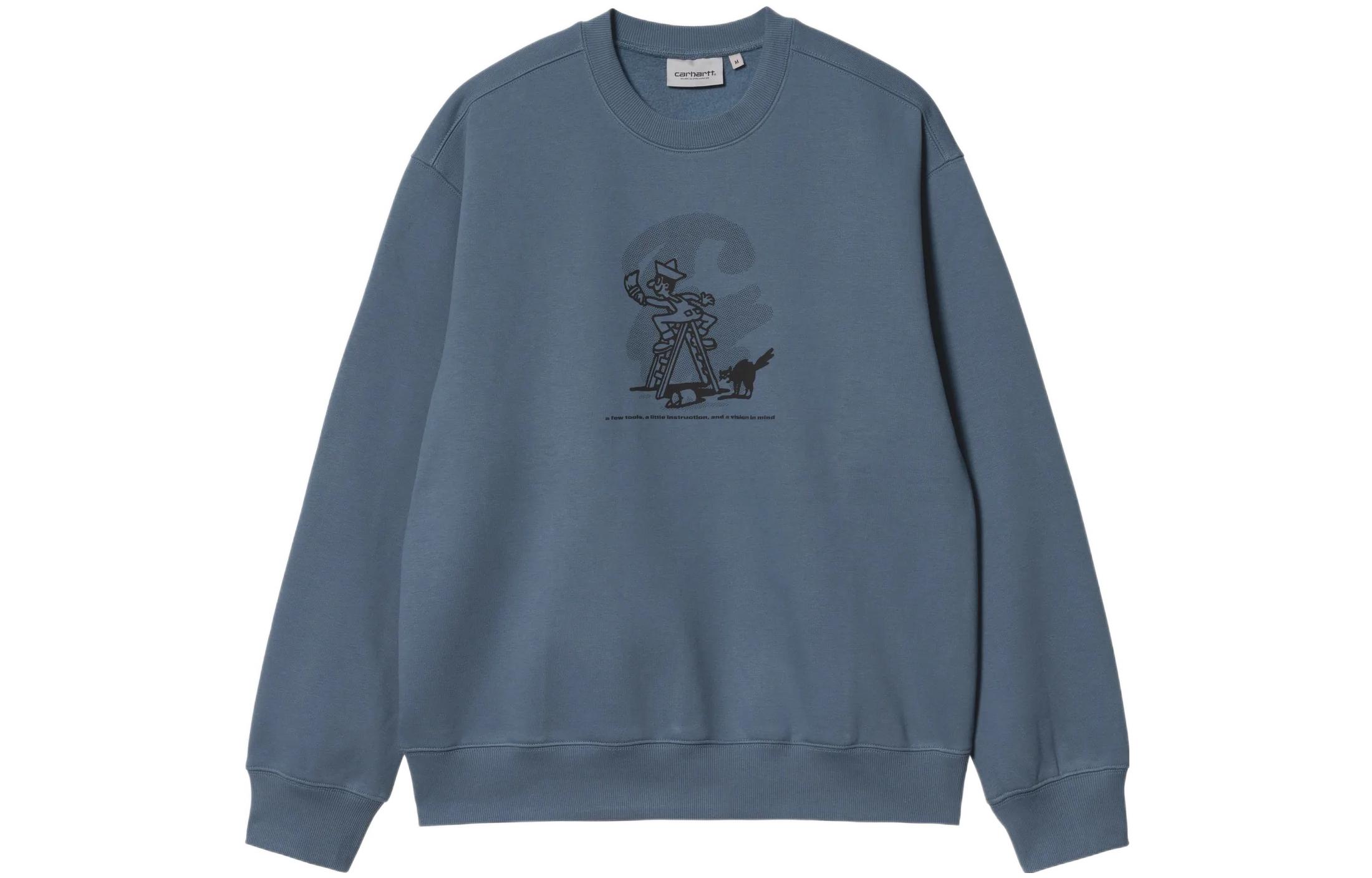 Carhartt WIP FW22 Graphic Print Crewneck Pullover Sweatshirt Men’s Blue I031015-18H-XX