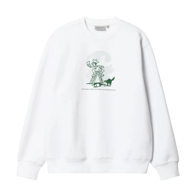 Carhartt WIP FW22 Graphic Print Crewneck Pullover Sweatshirt White I031015-19Z-XX