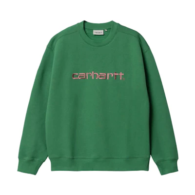 Carhartt WIP FW22 Green Crewneck Sweatshirt with Embroidered Logo I030229-11Y-XX
