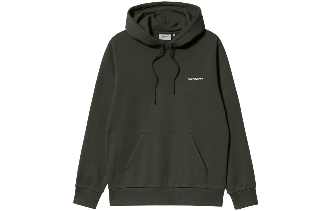Carhartt WIP FW22 Green Hoodie with Solid Color and Embroidered Logo I031243-12G-XX