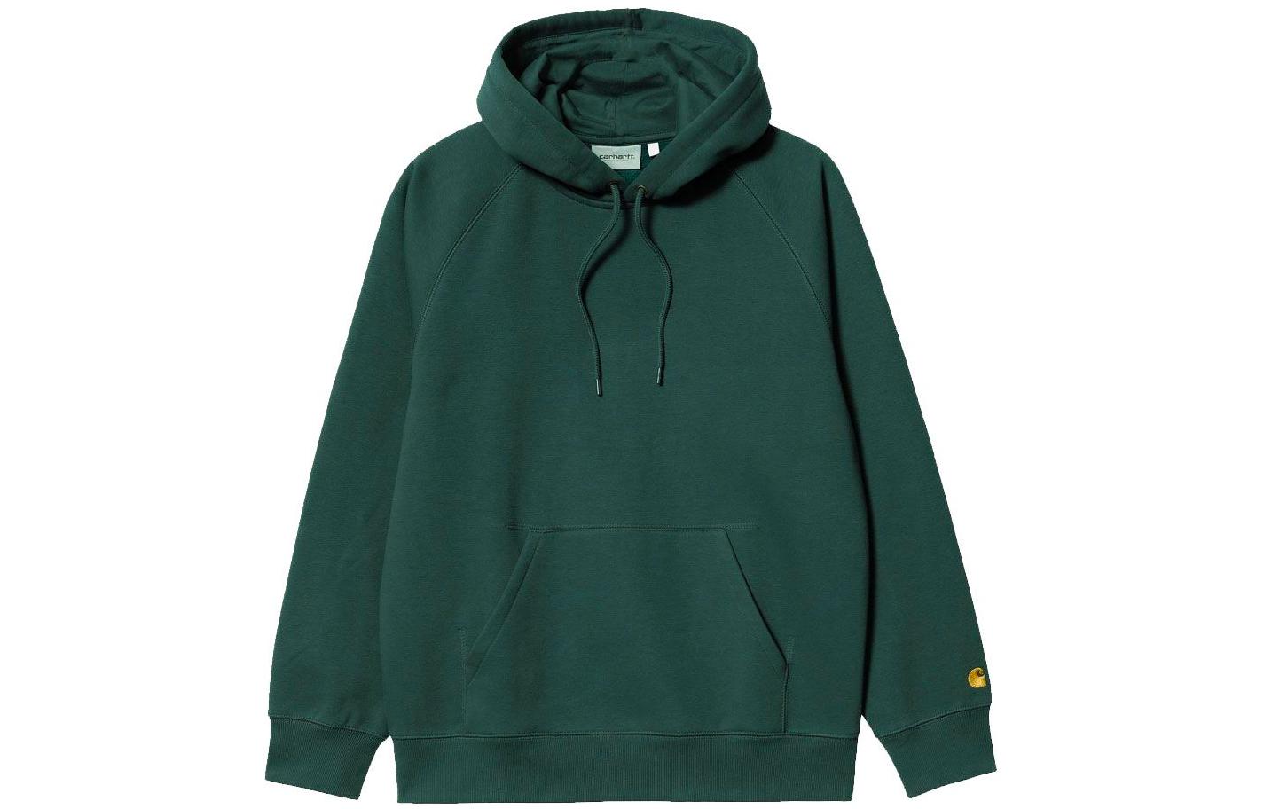 Carhartt WIP FW22 Green Hoodie with Solid Color and Embroidered Logo I0263840XXXXJUNIPER