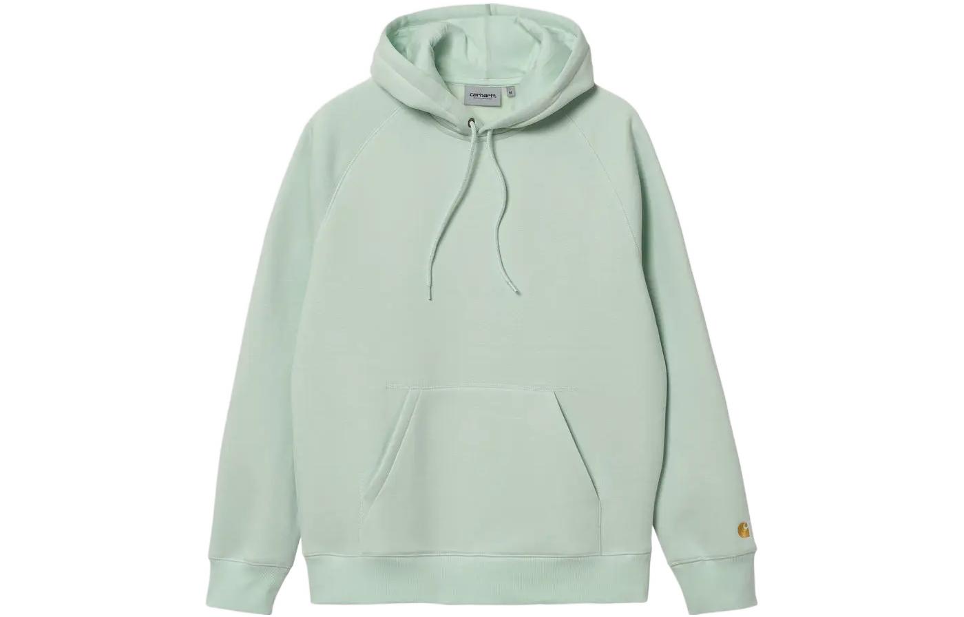 Carhartt WIP FW22 Green Logo Embroidered Hoodie with Kangaroo Pocket for Men I026384-0SF-XX