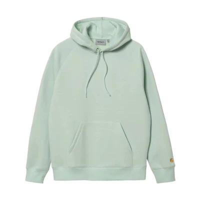 Carhartt WIP FW22 Green Logo Embroidered Hoodie with Kangaroo Pocket for Men I026384-0SF-XX