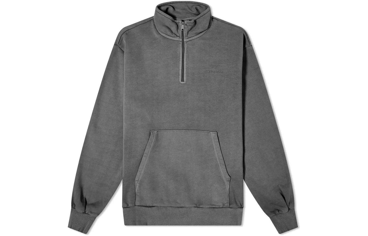 Carhartt WIP FW22 Grey Half-Zip Pullover Sweatshirt with Logo for Men I030147-0NT-XX