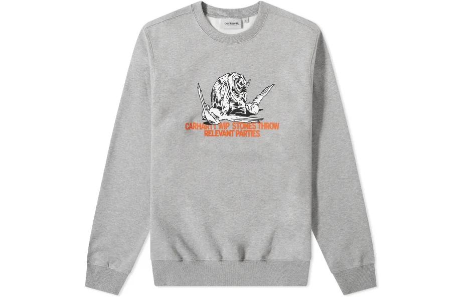 Carhartt WIP FW22 Grey Logo Print Crewneck Sweatshirt Men I029382-V6-XX