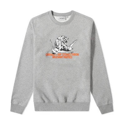 Carhartt WIP FW22 Grey Logo Print Crewneck Sweatshirt Men I029382-V6-XX