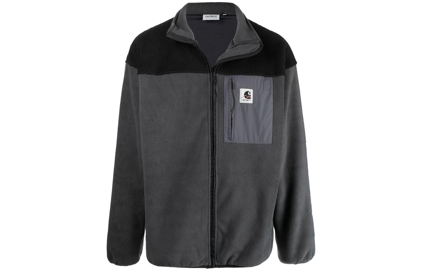 Carhartt WIP FW22 Grey Long Sleeve Collar Jacket with Chest Logo Patch A212050CHARCOAL