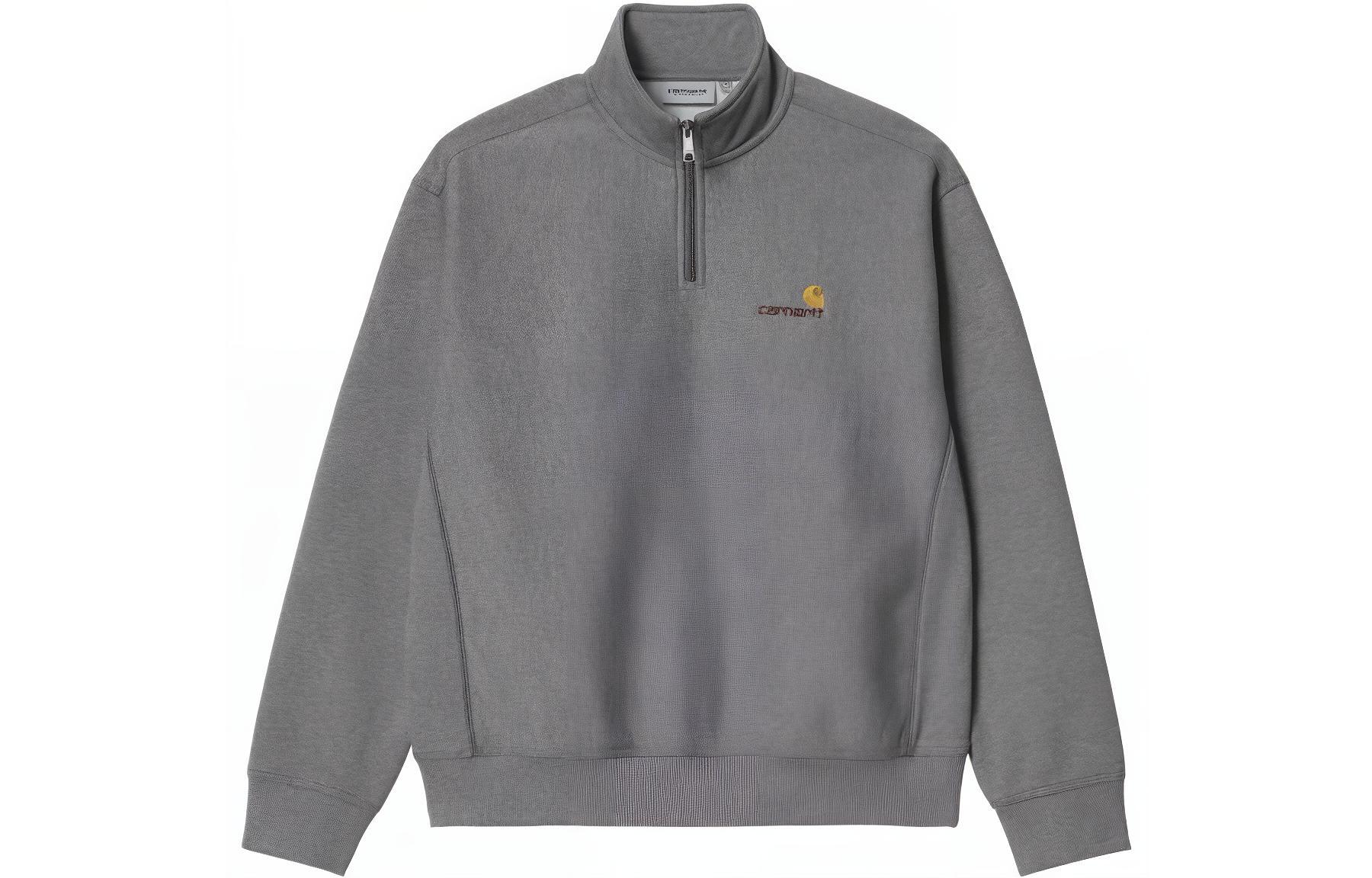 Carhartt WIP FW22 Half-Zip Pullover Sweatshirt Deep Gray with Logo Embroidery I027014-ZM-XX