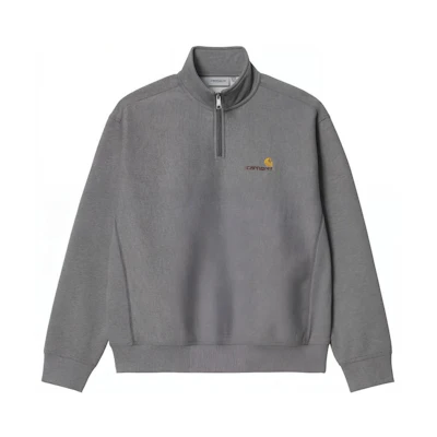 Carhartt WIP FW22 Half-Zip Pullover Sweatshirt Deep Gray with Logo Embroidery I027014-ZM-XX
