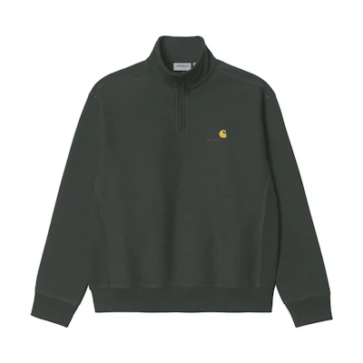 Carhartt WIP FW22 Half-Zip Pullover Sweatshirt Olive Green Logo Embroidery I027014-0WE-XX