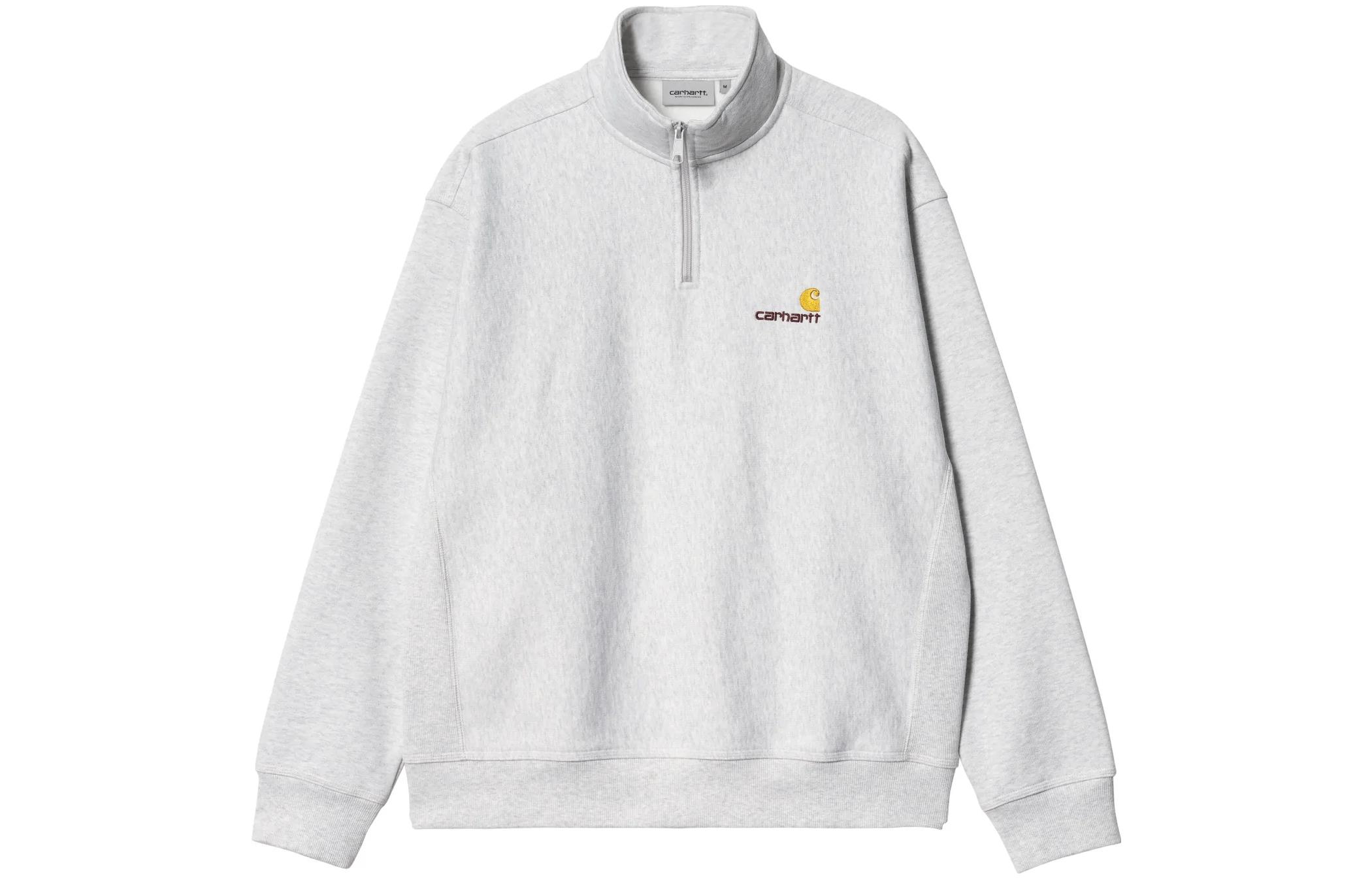 Carhartt WIP FW22 Half Zip American Script Sweatshirt Ash Heather - Pullover I027014-482-XX