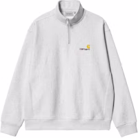 Carhartt WIP FW22 Half Zip American Script Sweatshirt Ash Heather - Pullover I027014-482-XX Carhartt WIP FW22 Half Zip American Script Sweatshirt Ash Heather - Pullover I027014-482-XX