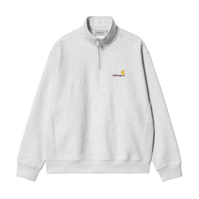 Carhartt WIP FW22 Half Zip American Script Sweatshirt Ash Heather - Pullover I027014-482-XX