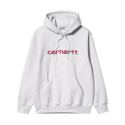 Carhartt WIP FW22 Hooded Carhartt Logo Embroidered Pullover Sweatshirt Light Grey I030230-10G-XX