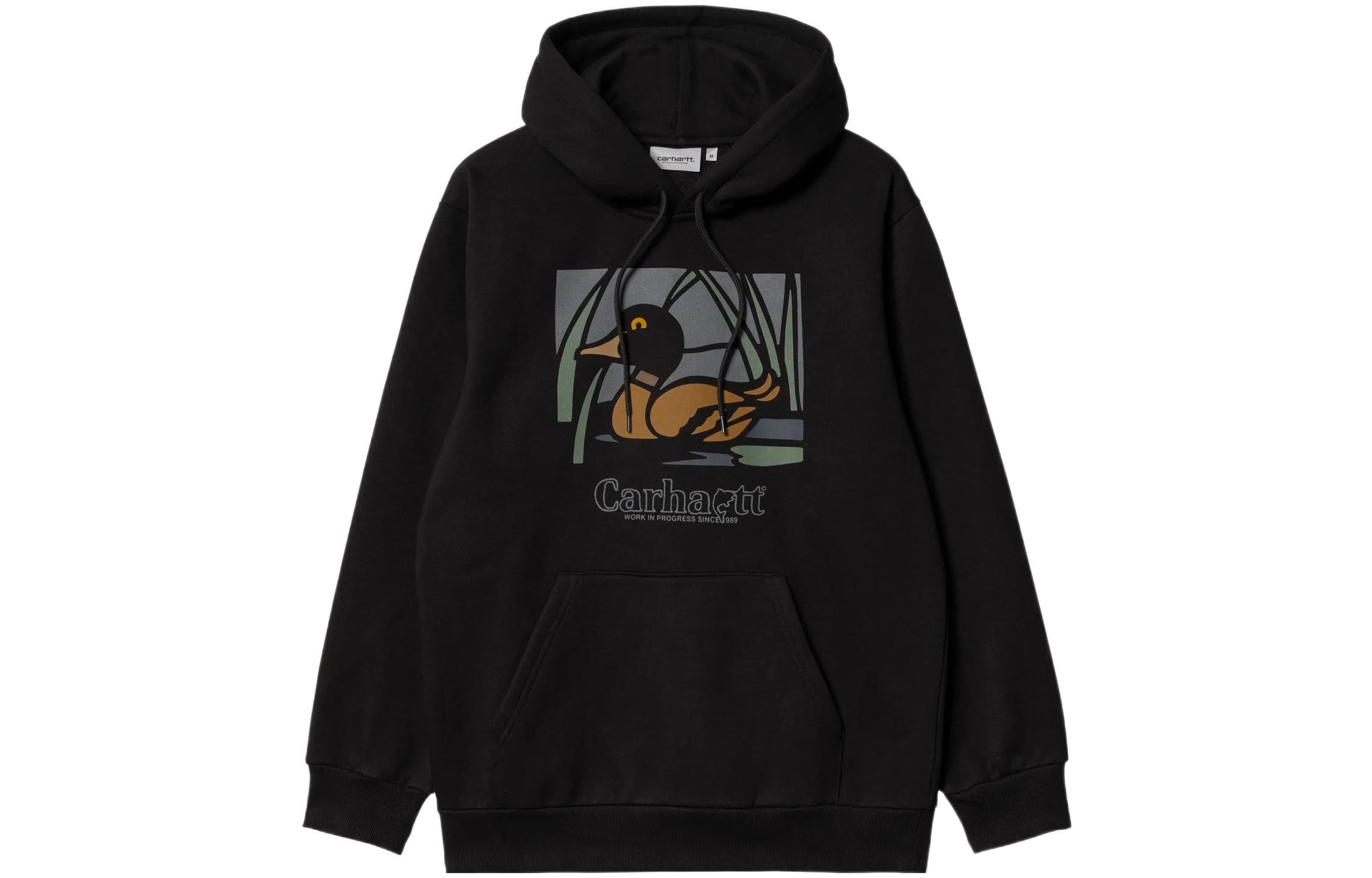 Carhartt WIP FW22 Hooded Duck Pond Animal Print Sweatshirt Black I031019-89-XX
