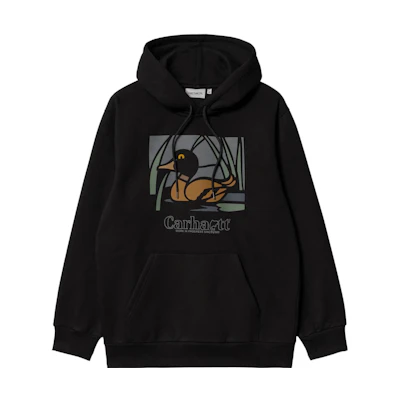 Carhartt WIP FW22 Hooded Duck Pond Animal Print Sweatshirt Black I031019-89-XX