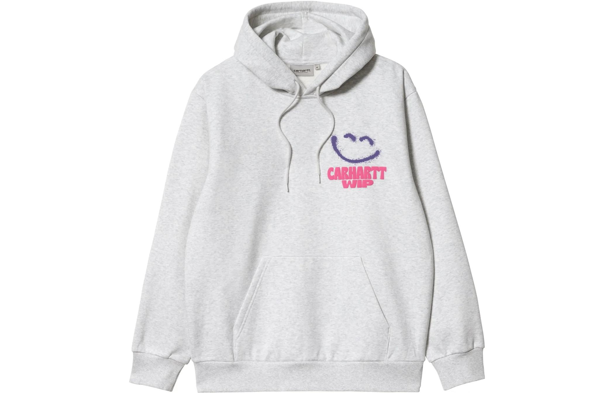 Carhartt WIP FW22 Hooded Happy Script Sweatshirt Ash Heather Grey Hoodie I031018-482-XX