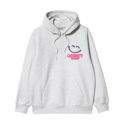 Carhartt WIP FW22 Hooded Happy Script Sweatshirt Ash Heather Grey Hoodie I031018-482-XX