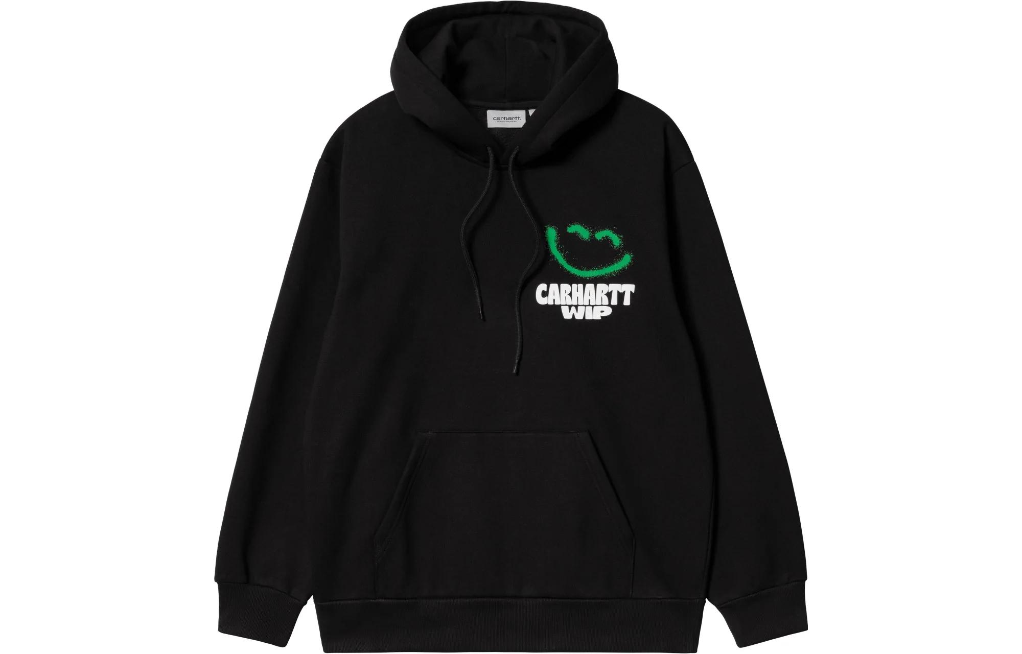 Carhartt WIP FW22 Hooded Happy Script Sweatshirt Black Pullover Hoodie I031018-89-XX