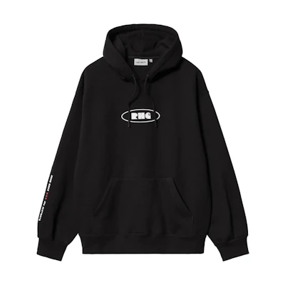 Carhartt WIP FW22 Hooded Rush Hour Sweatshirt Black Letter Print Hoodie Black I030592-0D2-XX