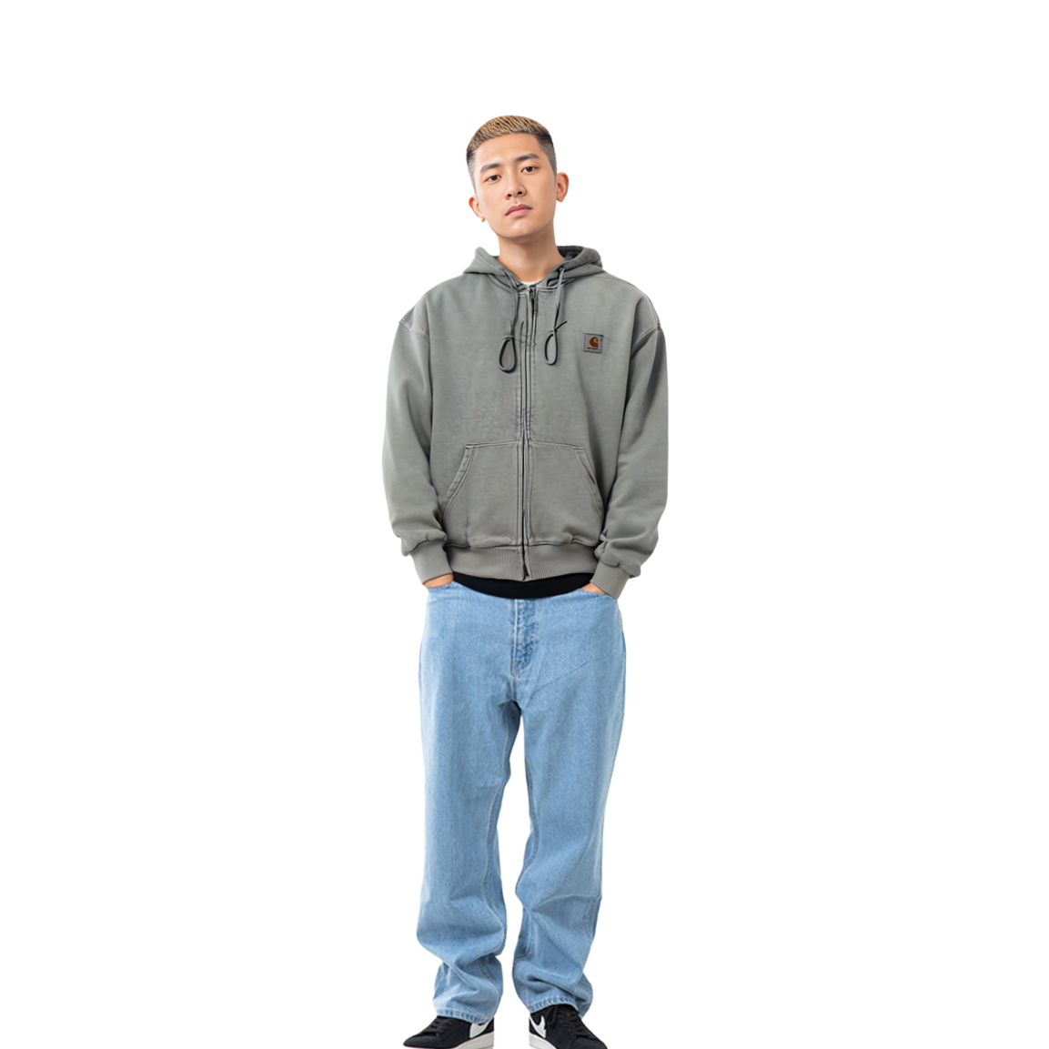 Purchase Carhartt WIP FW22 男款連帽Vista洗舊拉鍊外套鏡藍色. I029524-1NK-GD