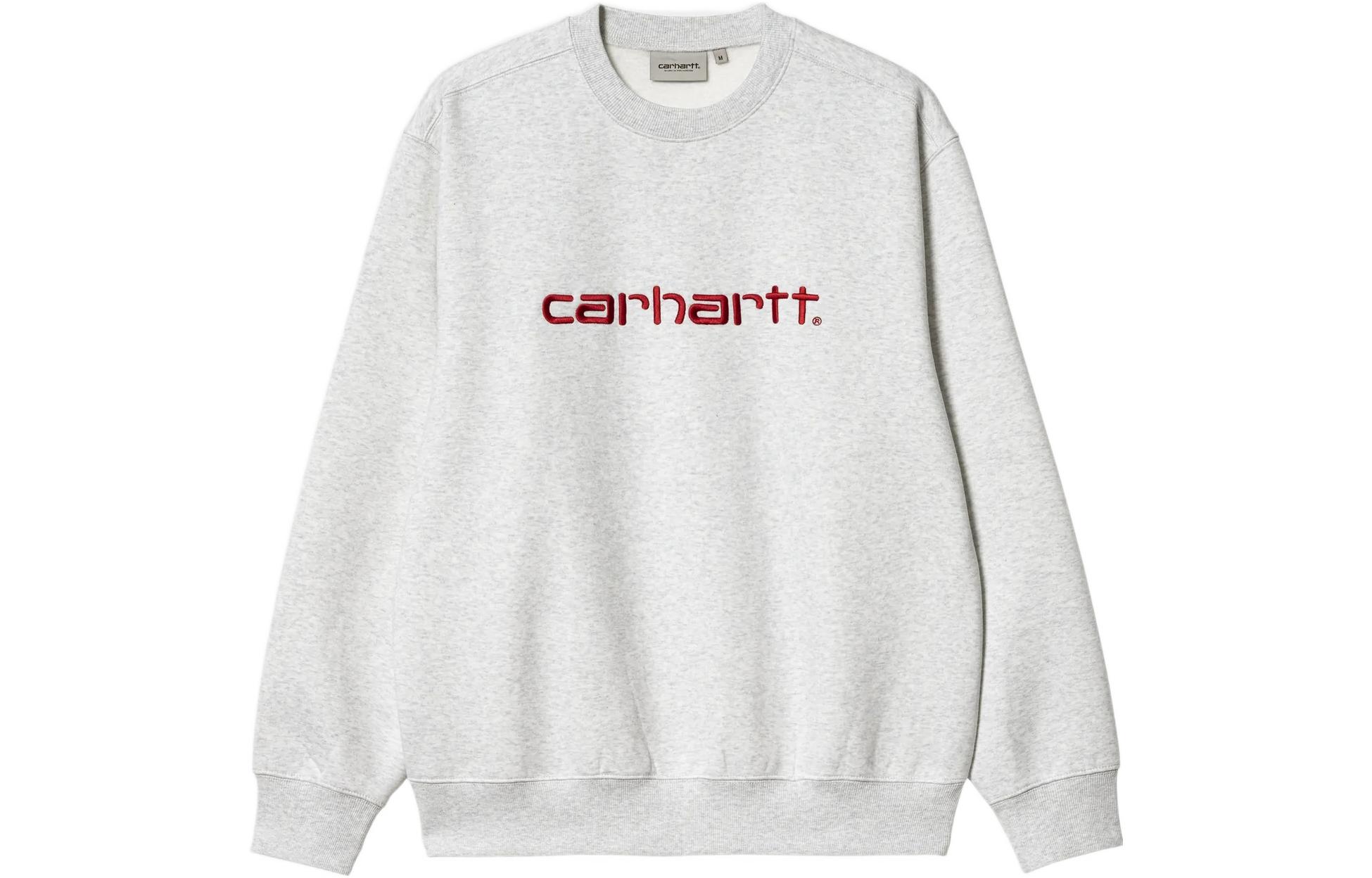 Carhartt WIP FW22 Logo Embroidered Crewneck Sweatshirt Light Gray I030229-10G-XX