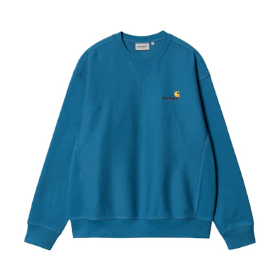 Carhartt WIP FW22 Logo Embroidered Crewneck Sweatshirt Peacock Blue () I025475-1D6-XX