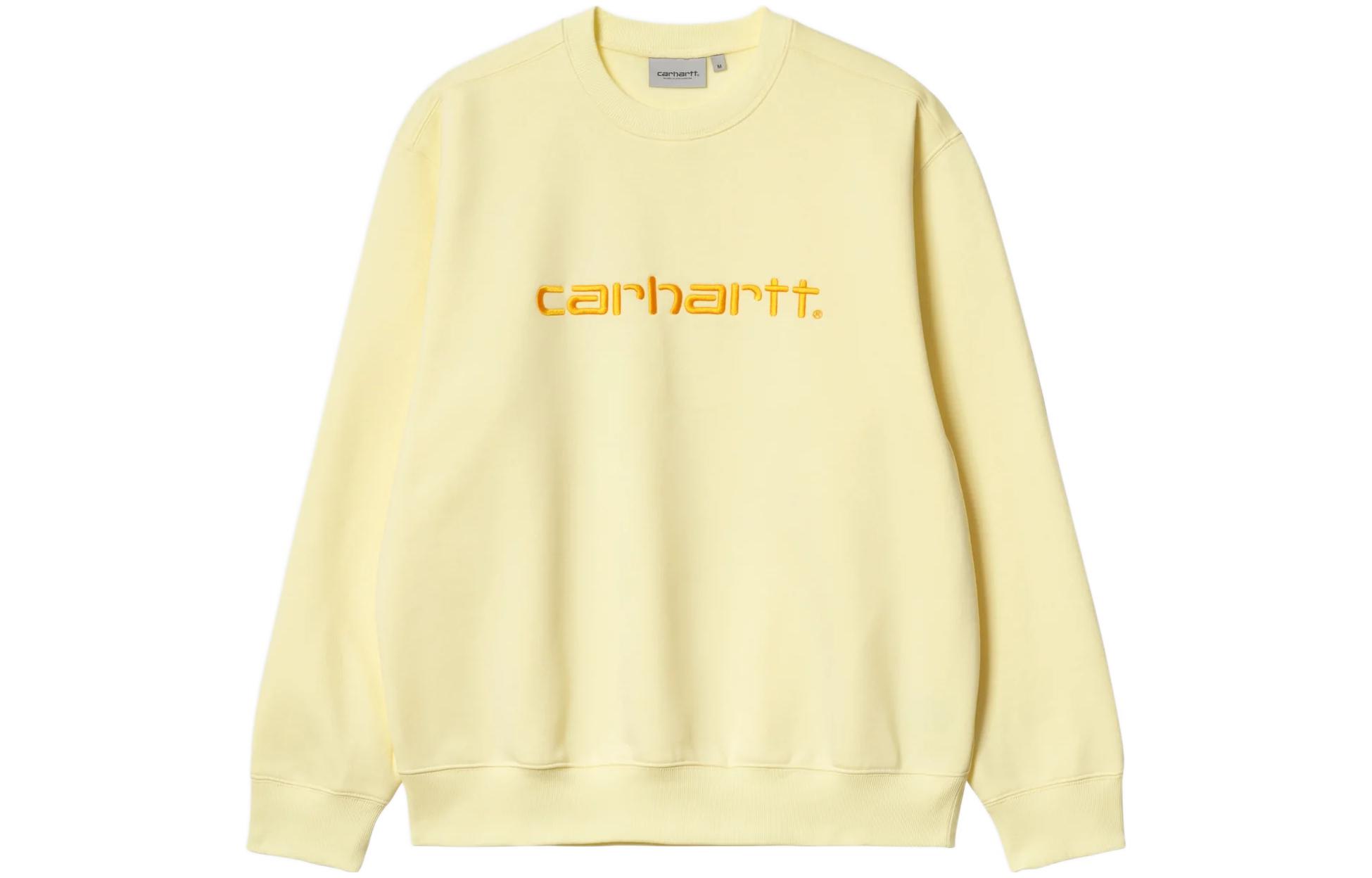 Carhartt WIP FW22 Logo Embroidered Crewneck Sweatshirt Light Yellow I030229-0R4-XX