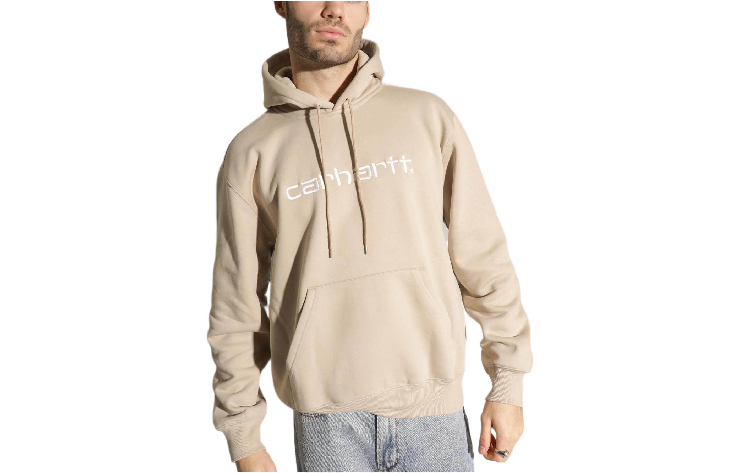 Carhartt WIP FW22 Logo Hoodie Beige Long Sleeve Pullover I0302300QS