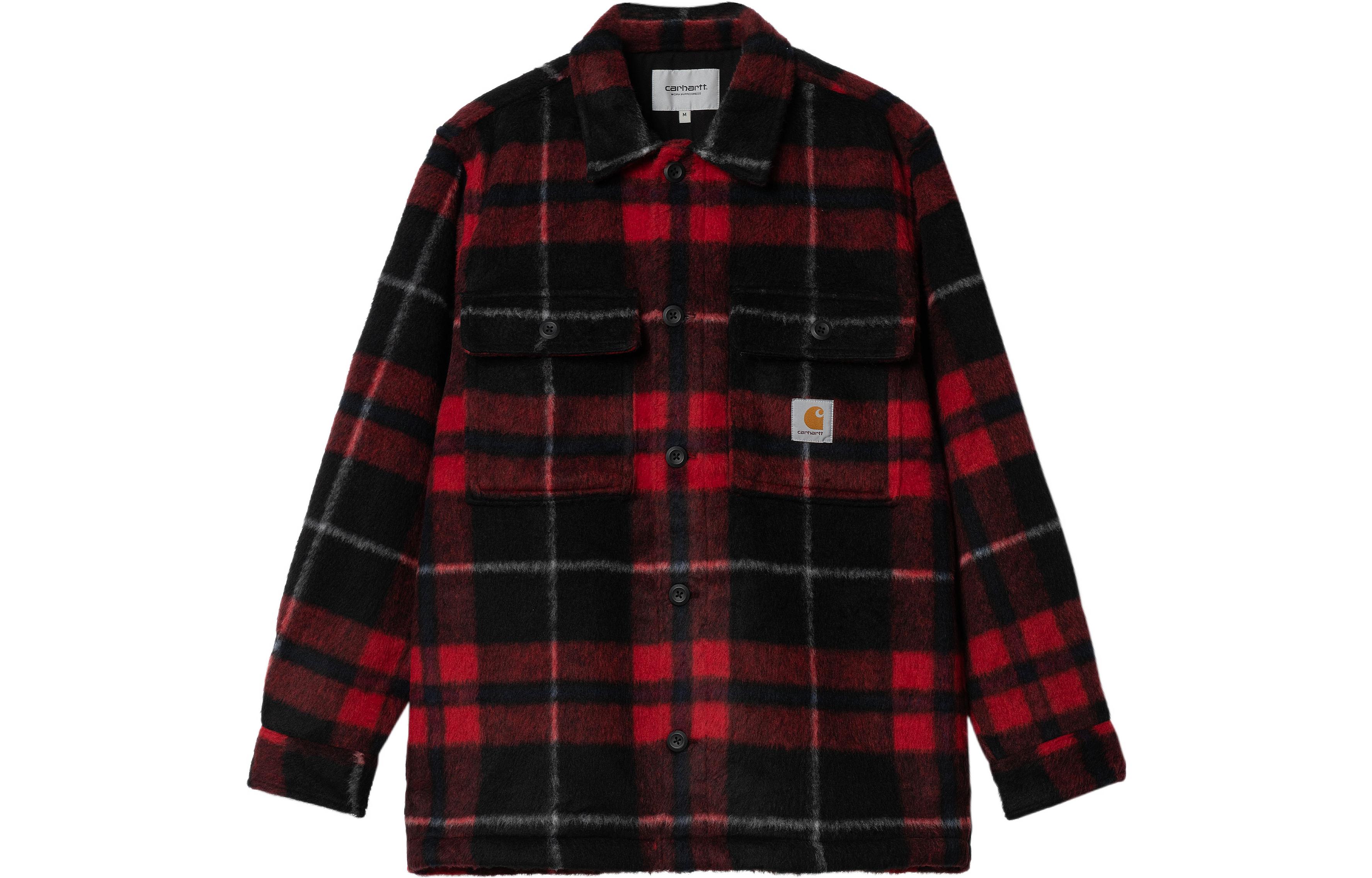 Carhartt WIP FW22 Logo Patch Plaid Shirt Jacket Men Red I030790-18X-XX